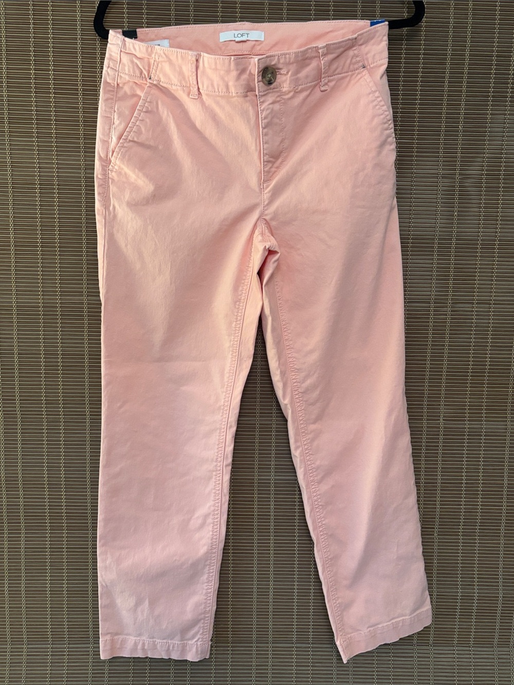 LOFT Coral/Light Peach Straight-Leg Chinos